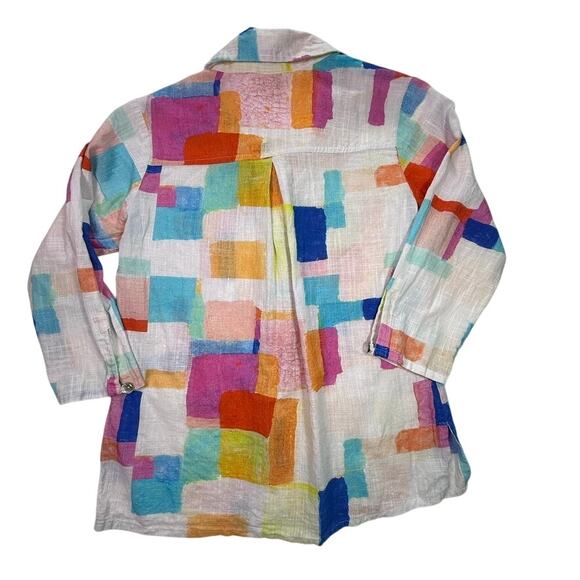 Parsley & Sage Multicolor Abstract Print Button Down Shirt 100% Cotton Small - Picture 2 of 9